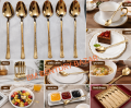 Premium Royal Gold Stainless Steel Serving Spoon Set – 8 Inch (6 Pieces). 