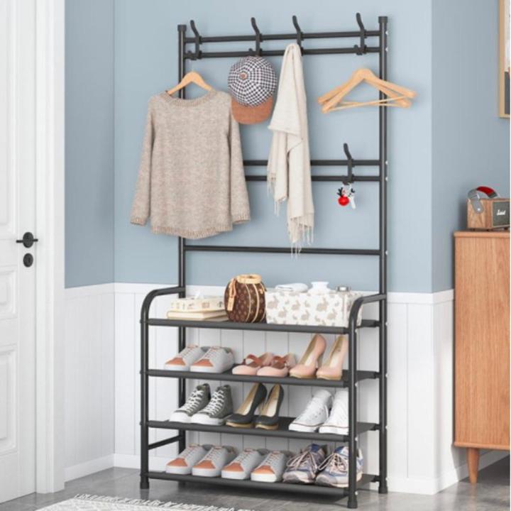 Multifunctional Layer Shoe Rack With Coat Rack Clothes Rack Hanger Bag  Hanger Shelf