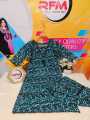 Stitched China Linen Long Gown For Women With A Screen Print Design Comfortable And Fashionable Size 42. 