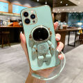 Maitus for iPhone 11 Pro Max Back Cover with Lanyard + Cute Astronaut Folding Stand Luxury 6D Plating Shiny Phone Case Soft Silicone Square Bumper Mobile Cases for Boy Girls. 