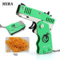 MIRA Creative Rubber Band Shooting Toy with Keychain Portable Mini Metal Foldable Toy Boys Rubber Band Shooting Toy with Keychain Portable Mini Metal Foldable Toy Not Easy to Break Durable Great Gifts. 