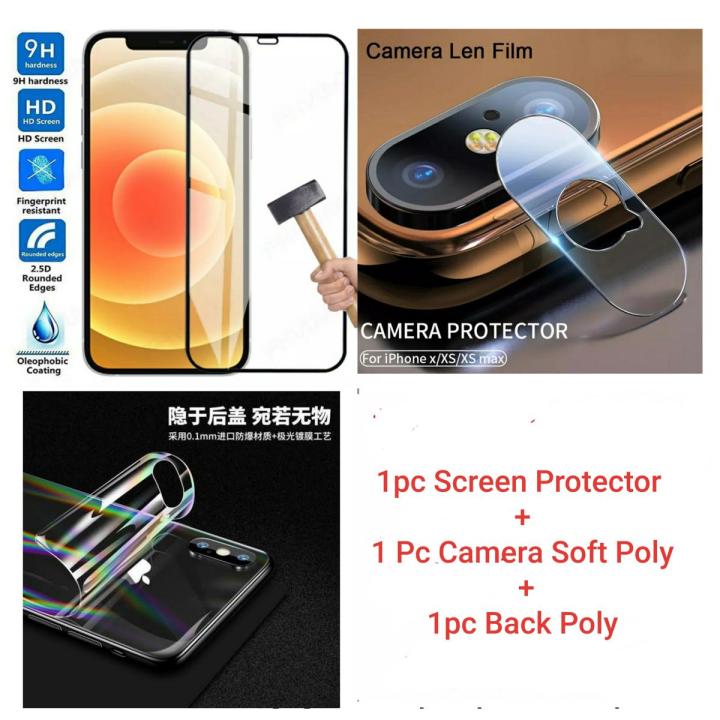 iPhone XS Max iPhone X iPhone XS Combo Pack in of Screen Protector,  Camera Glass Back Transparent Poly