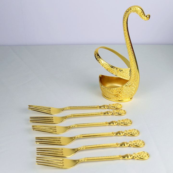 Swan%20Dinnerware%20European%20Style%20Gold%20Finish%20Metal%20Cake%20/Coffee%20Spoon%20Fork%20Set%20Tableware%20For%20Home%20Table%20Decor%20-%20Image%204
