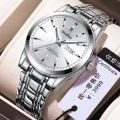 Swiss Genuine Business Fully Automatic Movement Watch Dual Calendar Waterproof Luminous Steel Band Men's Watch Non-Mechanical Men's Watch. 