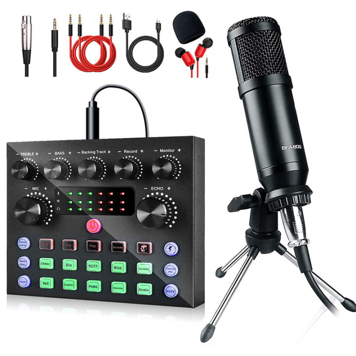 BM800 Condenser Microphone Kit with Audio Mixer for Streaming,Voice Changer Microphone for Live Podcast Equipment Bundle,Karaoke