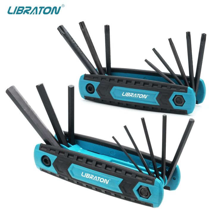 【In-Demand Item】 LIBRATON 8 in 1 Folding Allen Wrench Set Metric Allen Key Set Tool Or Folding Tamper Proof Torx Key Set Portable Star Wrench Kit