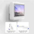 Bathroom Mobile Phone Holder Waterproof Touchable Case Wall Mounted Kitchen Toilet Smartphone Storage Box Stand, White Plastic.