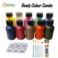 Acramine Ready Colour Combo Set 10 Colour + 7pcs Brush + Colour Pallate. 
