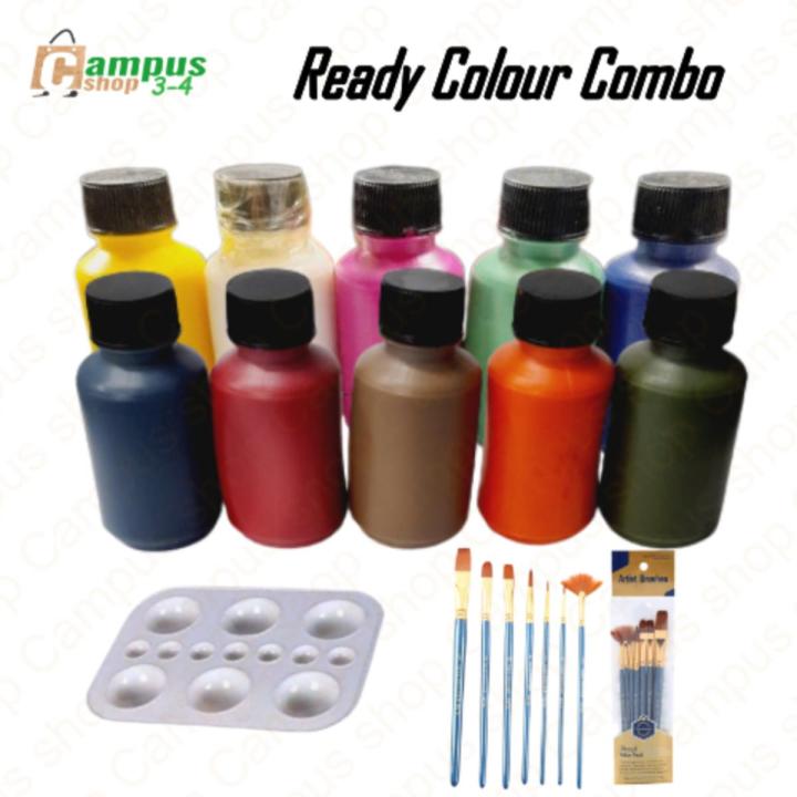 Acramine Ready Colour Combo Set 10 Colour + 7pcs Brush + Colour Pallate