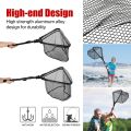 Folding Fishing Landing Net with Aluminum Telescoping Pole Handle Nylon Mesh Hoop 55cm 80cm 100cm Extend for Kids Adults.