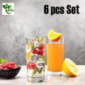 Italian Style Long Drink Crystal Cut Glass Set of 6 – 300ml Transparent Water, Juice & Whisky Glasses | Elegant Glassware for Home & Gifts. 