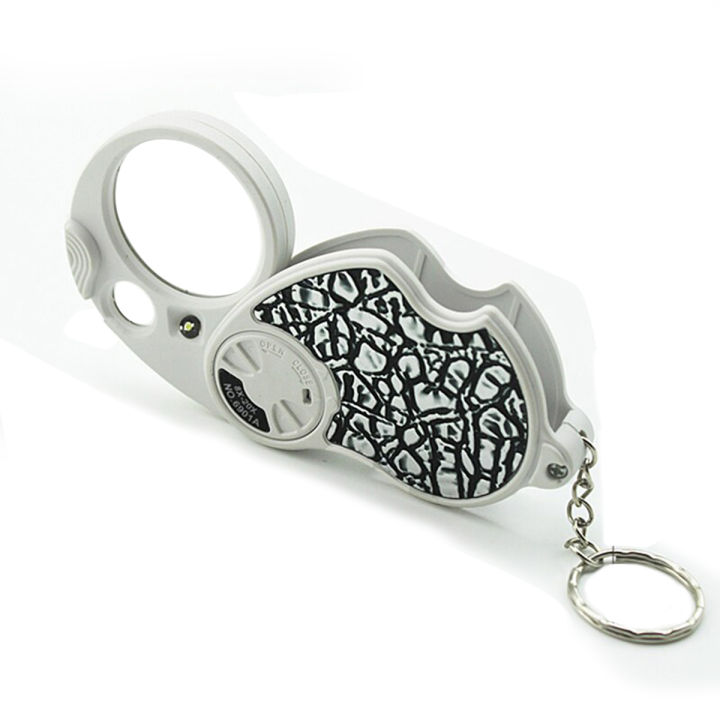 Double Lens LED Magnifying Glass Folding Keychain Handheld Illuminated Magnifies Pocket Size Lens Size (8x37mm, 20x12mm)