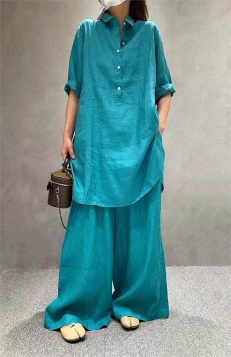 Woman%E2%80%99s%20Solid%20color%20mid-length%20shirt%20women%20summer%20new%20fashion%20loose%20casual%20suit%20-%20Image%206