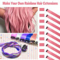 Black Friday 22 Inch Colored Pink Hair Extensions Party Highlights Straight Hairpiece Clip in Synthetic for Kids Girls(5 Pc).