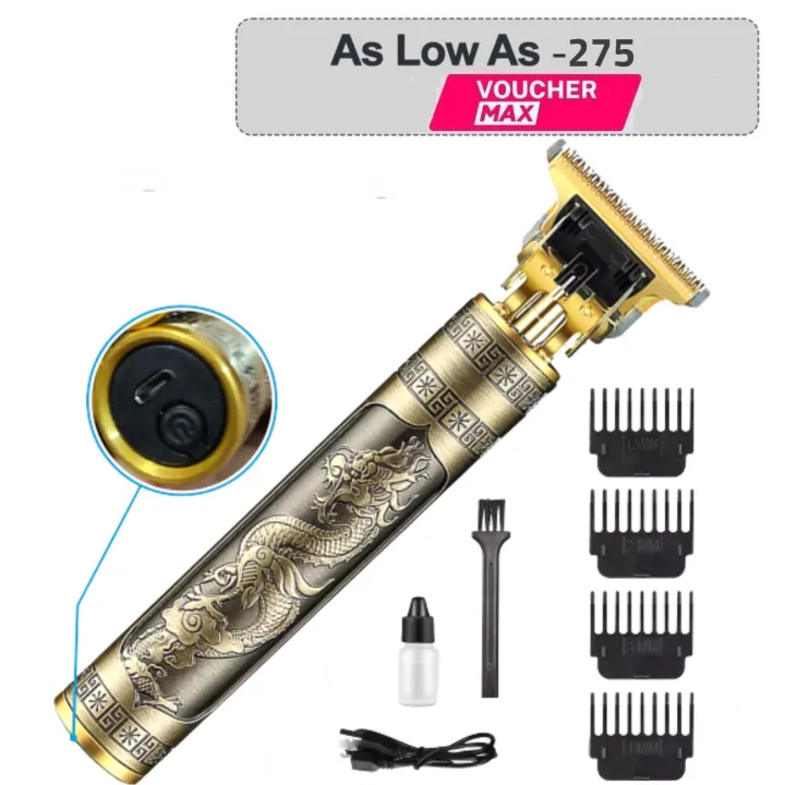 T9 Vintage USB 6500 charging cable with Rechargeable Hair Trimmer metal body Hair Cutting Machine For Men and Women