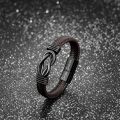 2024 Wholesale Leather Bracelet Braided Bangle with Stainless Steel Clasp Family Friendship Card Statement Jewelry for Men.
