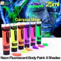 Body Paint-Paint Glow Darkness UV Black Light Reactive Glow Face, Set of 6 tubes Neon Fluorescent, 25 ml each tube.