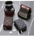 Compact Leather Card Holder with Zipper - Versatile Wallet for Both Men and Women - Stay Organized in Style.