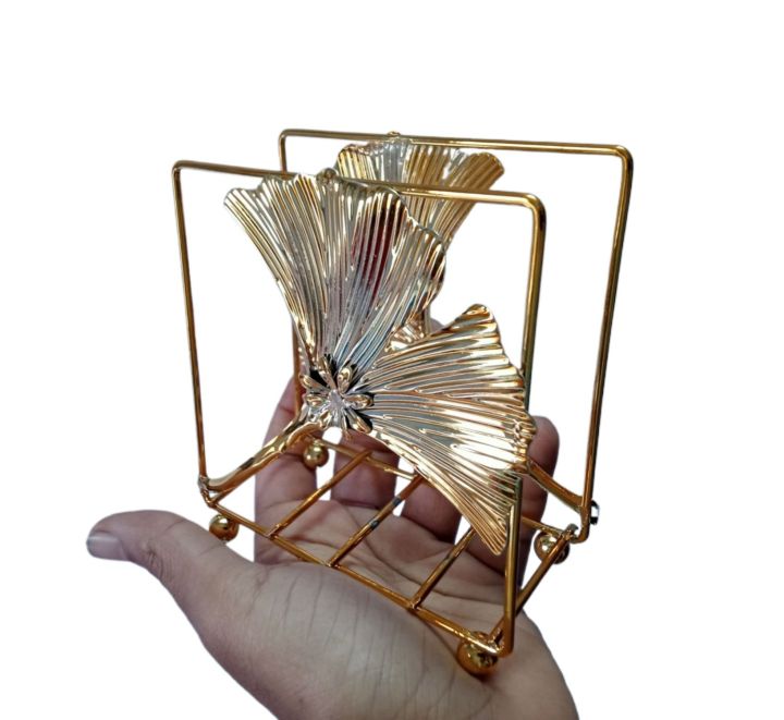 Creative Gold Metal Tissue Holder Storage Organizer Napkin Holder For Dinner Table