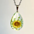 IVR Real Dried Flower Necklace Resin Jewelry With Yongsheng Flower In Resin Necklace Dried Flower For Women. 