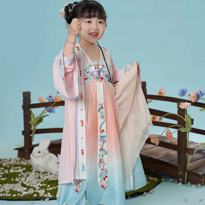 Chinese girl's brand new super immortal baby dress, big children's ancient style Hanfu autumn