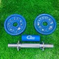 Adjustable Dumbbell Set – 2.5kg (1.25kg x2 Plates + 10” Bar) – Blue – 1 Set.