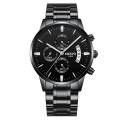 Nibosi Metal Steel Strap Date Quartz Watch Men'S Business Watches 30M Waterproof Three-Eyes Six-Needle Calendar Nightlight. 