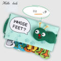 3D Toddlers Animal Foot Cloth Book Washable Montessori Baby Busy Board Early Learning Education Habits Knowledge Developing Toys.