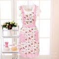Apron Brushed Lace Edge Pastoral Korean Strap with Lining Kitchen Princess Apron. 