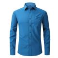 2023 Dress Business Soild Long Sleeved Anti-Wrinkle Stretch Slim Elastic Fit Male Men Social Formal Shirt USA SIZE S-2XL. 