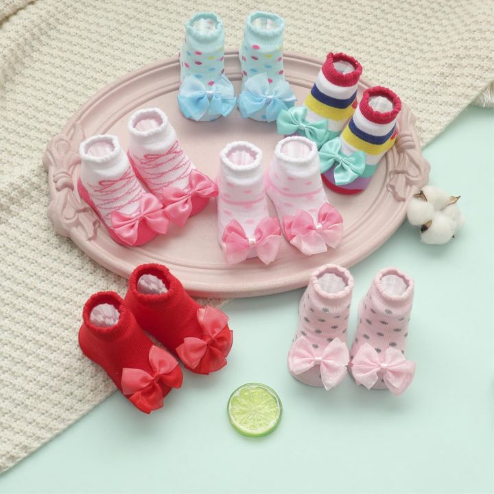 Baby Girl Cute Fashion Bowknot Flower Socks Fit 6-24 Months