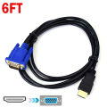 HDMI Male to VGA Male Video Converter Adapter Cable for PC DVD 1080p HDTV 6FT. 
