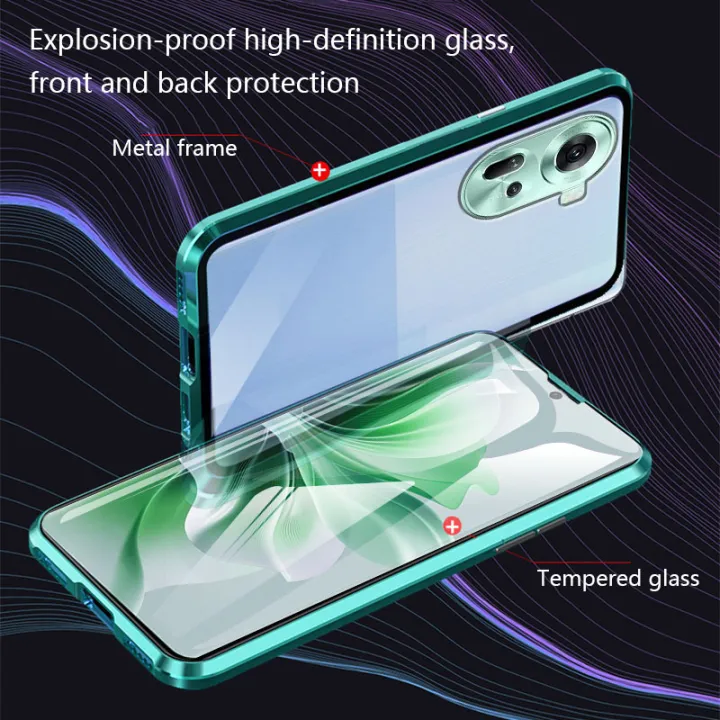 Biruiqu%20For%20OPPO%20Reno%2011%205G%20Magnetic%20Absorption%20Case%20Metal%20Frame%20Shockproof%20Double%20Sided%20Tempered%20Glass%20Magnetic%20Case%20Cover%20-%20Image%204