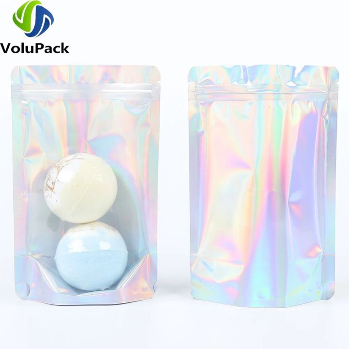 100PCS%20Smell%20Proof%20Plastic%20Package%20Ziplock%20Bags%20Clear%20Front%20Holographic%20Silver%20Pouches%20Recyclable%20Metallic%20Mylar%20Storage%20Bags%20-%20Image%202