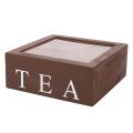 Wooden 9 Grids Tea Box Tea Bags Container Storage Box Square Gift Box Case Transparent Top Lid Jewelry Storage Box. 