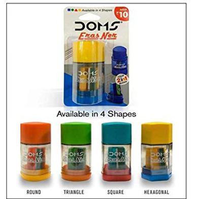 2-in-1 Eraser & Pencil Sharpener Combo – Multicolored, School Home Office Stationery, Modern Style