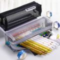 School Office Cute Stationery Organizer Box  Zipper Mesh Transparent Pencil Case  Student Pen Case Storage Supplies. 