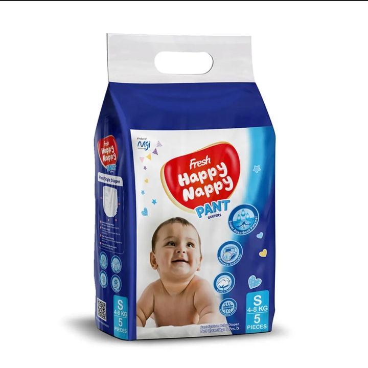 Fresh%20Happy%20Nappy%20Pant%20Diapers%20(S%20Size%205pcs)%20for%20Babies%20Weighing%20Between%204-8kg%20-%20Image%202