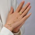 【Beiver Jewelry Store 】Fashion Pendant Chain Bracelet Gold Color Link Metal Finger Ring Bracelets for Women Link Hand Harness.