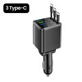 7-In-1 Retractable Car Charger with Digital Voltmeter USB+PD Port Fast Charging Cable.