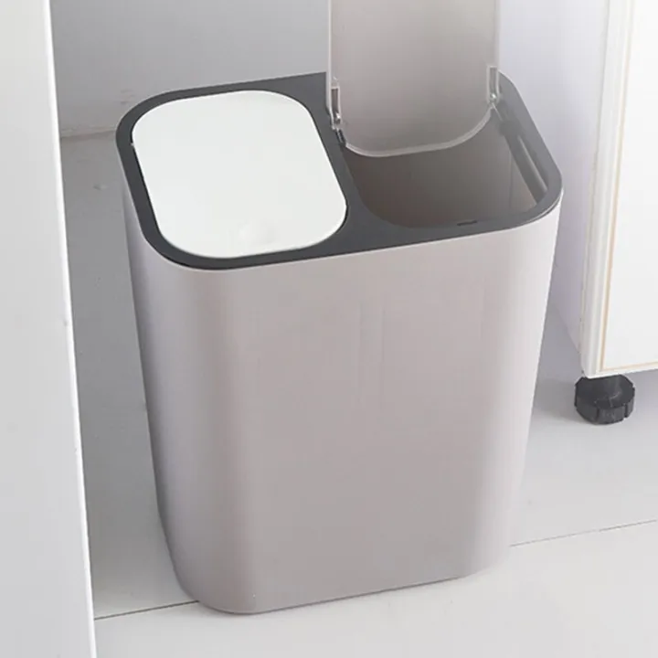 Trash%20Can%20Rectangle%20Plastic%20Push-Button%20Dual%20Compartment%2012%20Liter%20Recycling%20Waste%20Bin%20Garbage%20Can-Grey%20-%20Image%204