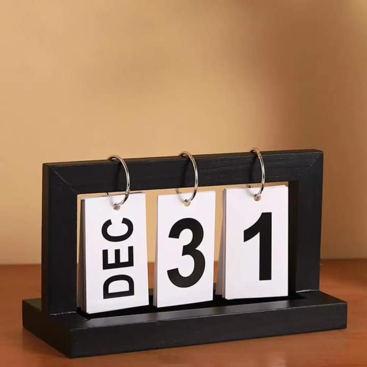 Large Size Creative Desktop Calendar Solid Wood Corporate Gift Perpetual Calendar Ornament Desktop Decor