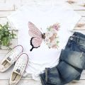 T-shirts Women 2022 Floral Butterfly Cute Vintage Summer Clothing 90s Tshirt Top Lady Print Clothes Stylish 2021 Tee T-Shirt.