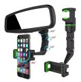 360 Degrees Car Rearview Mirror Mount Phone Holder for 4.0-6.1 Inch Navigation Bracket Stand Adjustable Support. 