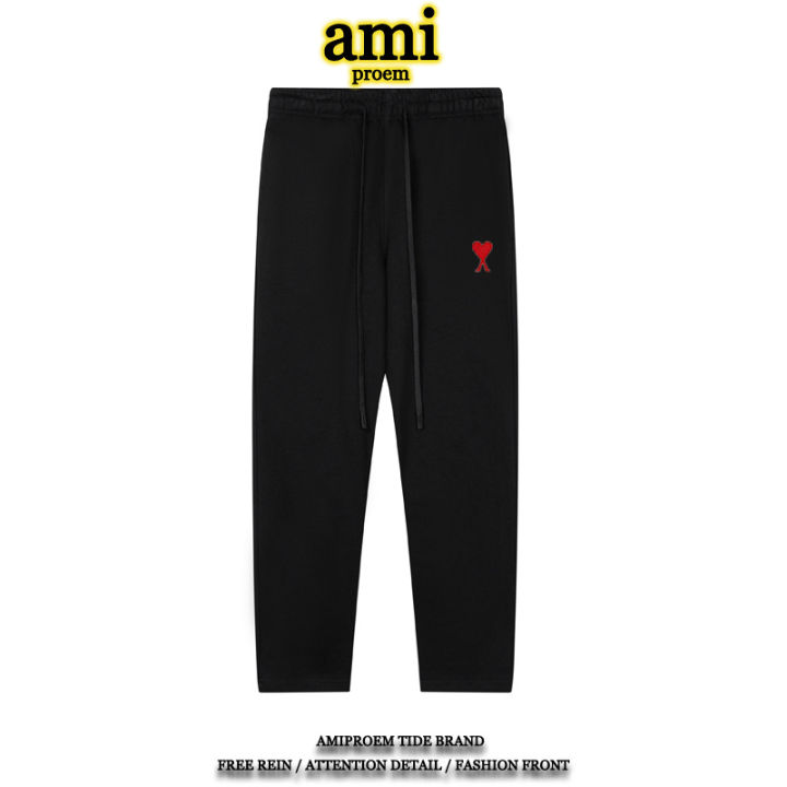 AMI%20prem%20Official%20Pants%20Men's%20Autumn%20New%20Casual%20Sports%20Trousers%20Fashion%20Brand%20Drooping%20Straight%20Wide%20Leg%20Sweatpants%20-%20Image%202