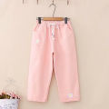 Autumn New Girls' High Waist Cat Printed Pocket Trousers. 