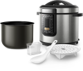 Philips Multicooker HD2237 Viva Collection All-in-One – ProCeramic+ Pot, 6L Capacity, 1300W, 7 Pressure Cooking Modes, Slow Cook, Saute/Sear, Multi-Cook Programs, Automatic Keep Warm for 12 Hours.