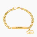 Custom Personalized Name Baby ID Bracelet, Stainless Steel Curb Chain With Crown Bracelet Newborn Gilrs Boy Gifts Not Allergic. 