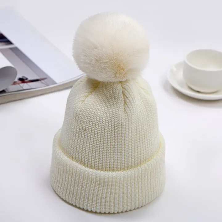 Plush%20Ball%20Children%20Pullover%20Cap%20Soild%20Baby%20Knit%20Hat%20Autumn%20Winter%20Warm%20Ear%20Protection%20Headgear%20Kids%20Skullies%20Beanie%20%E2%80%8BCaps%200-3Y%20-%20Image%203