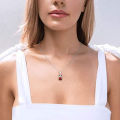Fashion New Cartoon Devil Smile Heart Necklace Gothic Style Blue Crystal Heart Alloy Necklace.